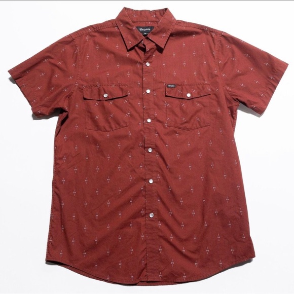 Brixton Other - Brixton Pearl Snap Shirt Red Geometric Western Short Sleeve